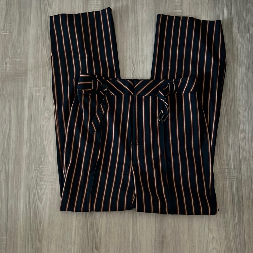 Free People Belted Navy with Red and Gold Strip Pants